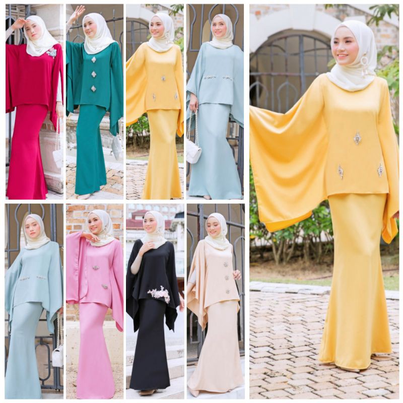 Baju Kurung Kaftan 9057 Baju Kurung Moden Kaftan Kosong Kaftan Custom Made Mini Kurung Baju Kurung Batwing Kelawar Shopee Singapore