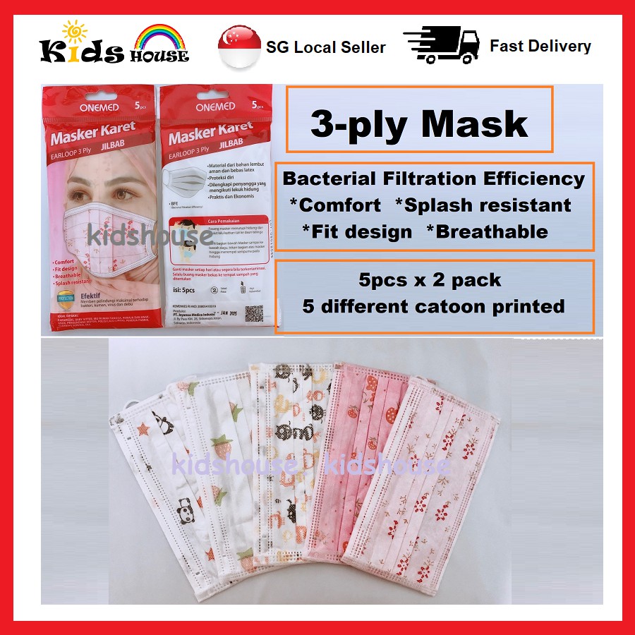 2packs ONEMED 3Ply Surgical Mask Headloop Disposable Mask Hijab Headloop (10pcs) Shopee Singapore