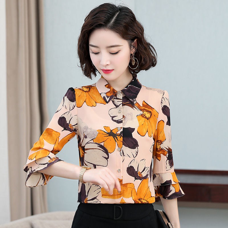 Produk Baru Baju Chiffon Wanita Lengan Pendek Dicetak Produk Baru Baju Chiffon Wanita Lengan Pendek Dicetak