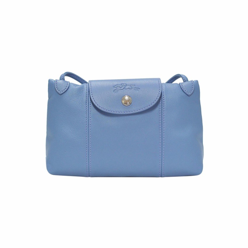 Longchamp Blue Mist Le Pliage Cuir Crossbody Bag