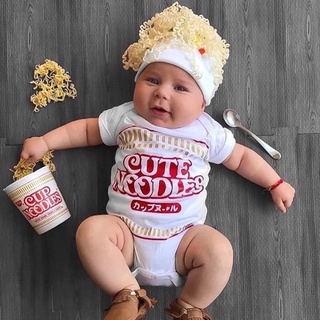 【Ready Stock】Baby One-Piece Kids Jumpsuit Fashion Instant Noodles Design Short Sleeve Romper