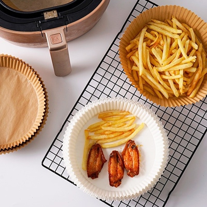 30/50/100Pcs Air Fryer Disposable Paper Household Non-Stick Kitchen French Fries Chicken Baking Oven Oil Absorber Plates