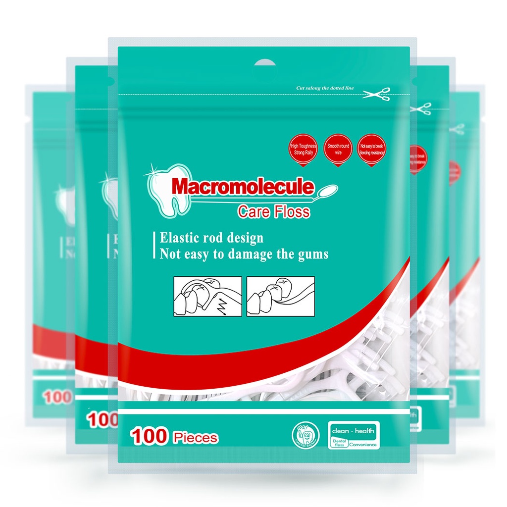 KOHEEL-DF Macromolecule Teeth Toothpicks Stick Dental Floss Picks Professional Tooth Floss Tooth Clean Oral Care 100PCS