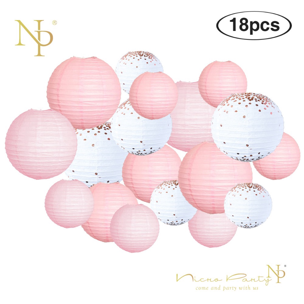 Nicro Pink Rose Gold Copper Foil Paper Lantern Hanging Valentine S