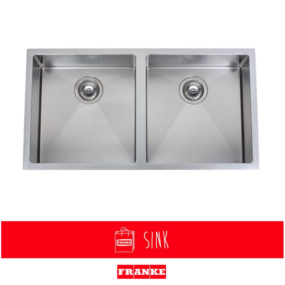 FRANKE Planar Undermount Double Bowl Stainless Steel Sink PZX 12082