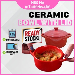 SG Ready Stock- Ceramic Bowl With Lid Kitchenware small steam bowl with lid Mini Pot