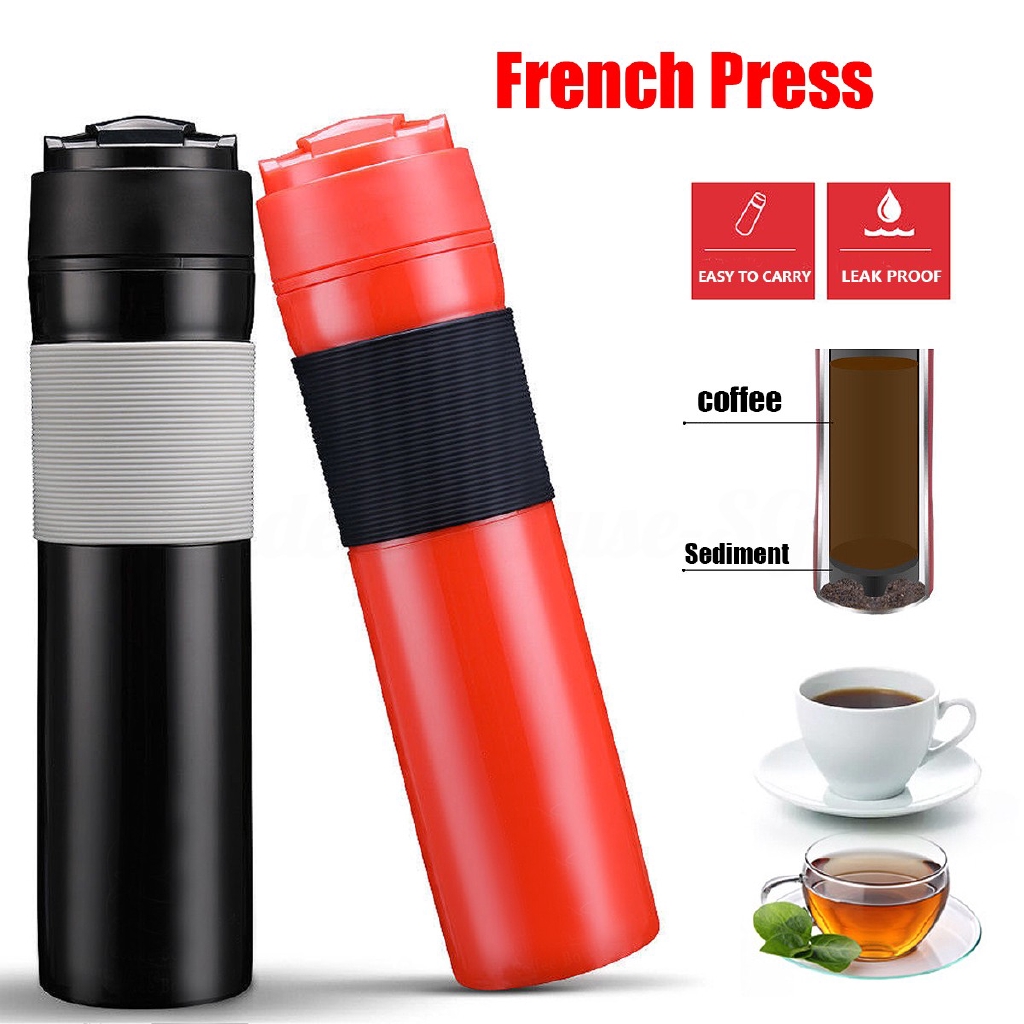 Belr 12oz French Press Travel Mug Portable Coffee Maker Drink Water Cup Bottle Shopee Singapore