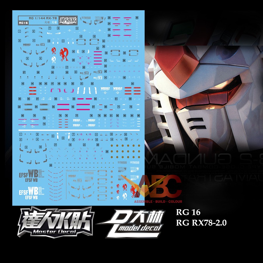 Dalin Waterslide Decal Rg16 Rg 1 144 Gundam Rx 78 2 Rx78 Rx78 2 Water Decal Shopee Singapore