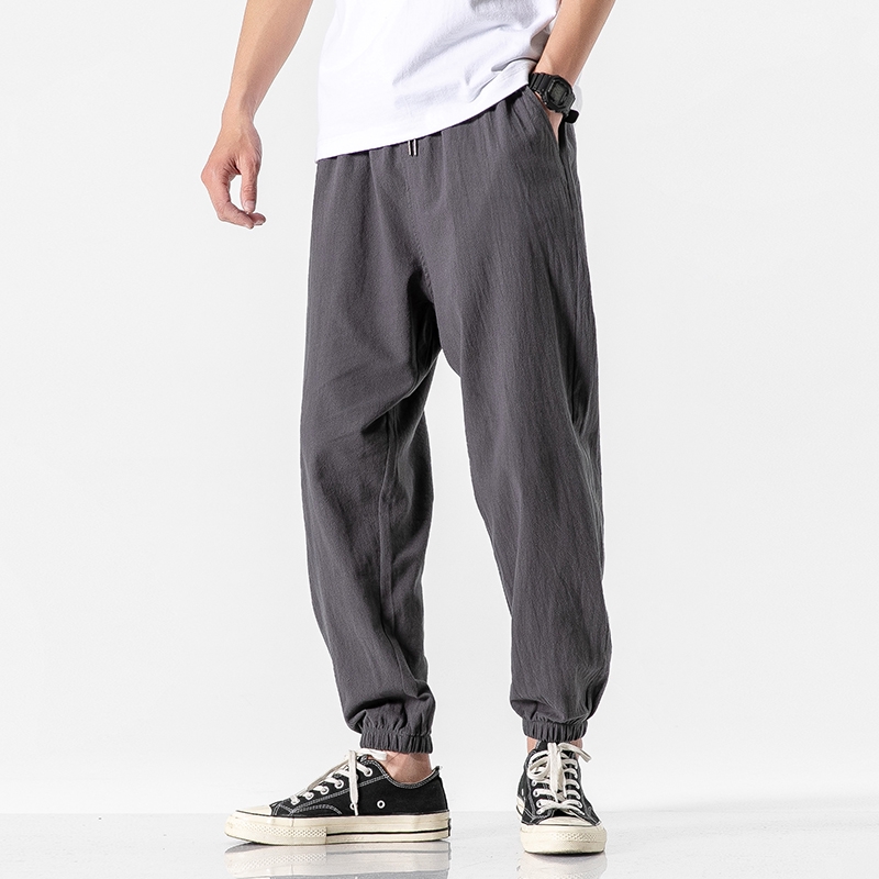 Men Harem Pants Japanese Casual Cotton Linen Trouser Man Jogger Pants ...