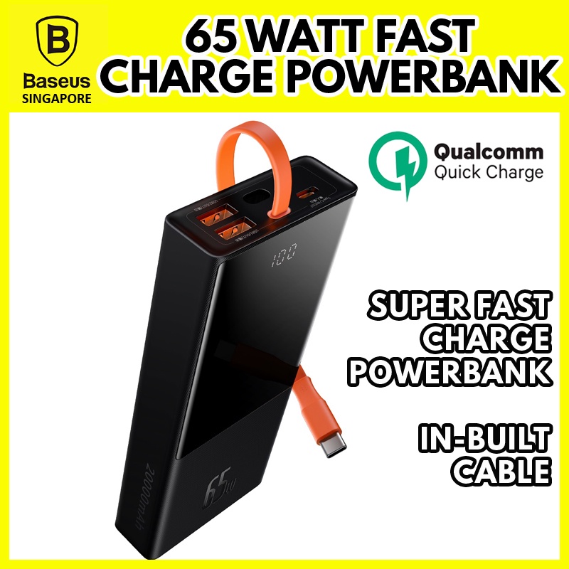 Baseus Elf 65W 20000mAh Super Fast Charge laptop Powerbank Digital Display Fast Charging Power