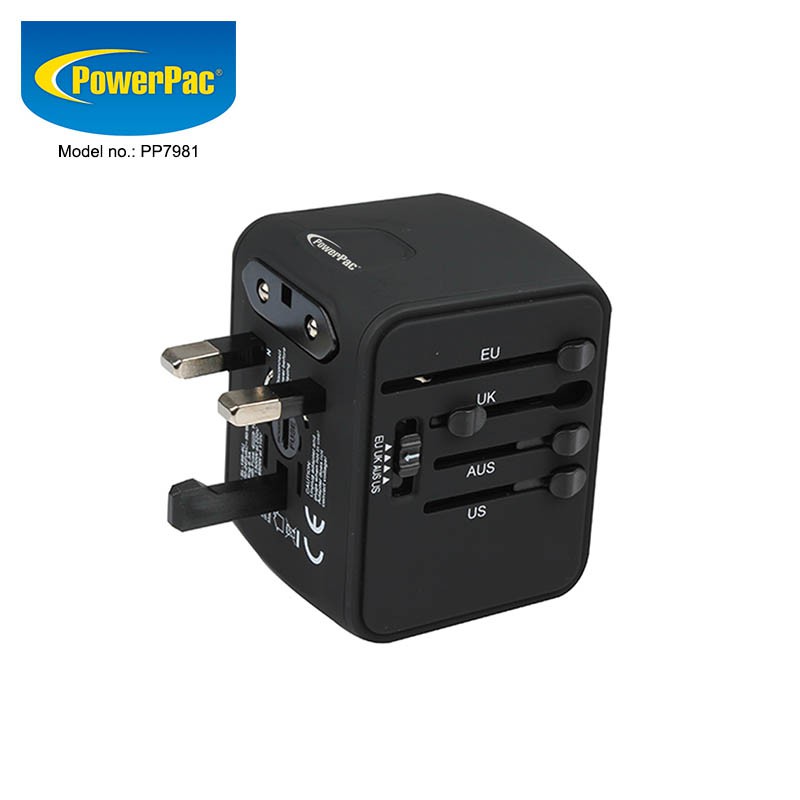 PowerPac Multi Travel Adapter With 4 USB Charger (PP7981) Shopee