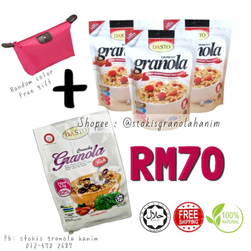 Ready Stock Dasto Granola Set70 Oat Granola Rangup Halal Muslim Product Shopee Singapore