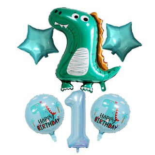 6pcs/set Sky Blue Crown Dinosaur Foil Balloons 100cm Number Helium Balloon Children Boy Dinosaur Theme Globos Birthday Party Decoration Kids #6