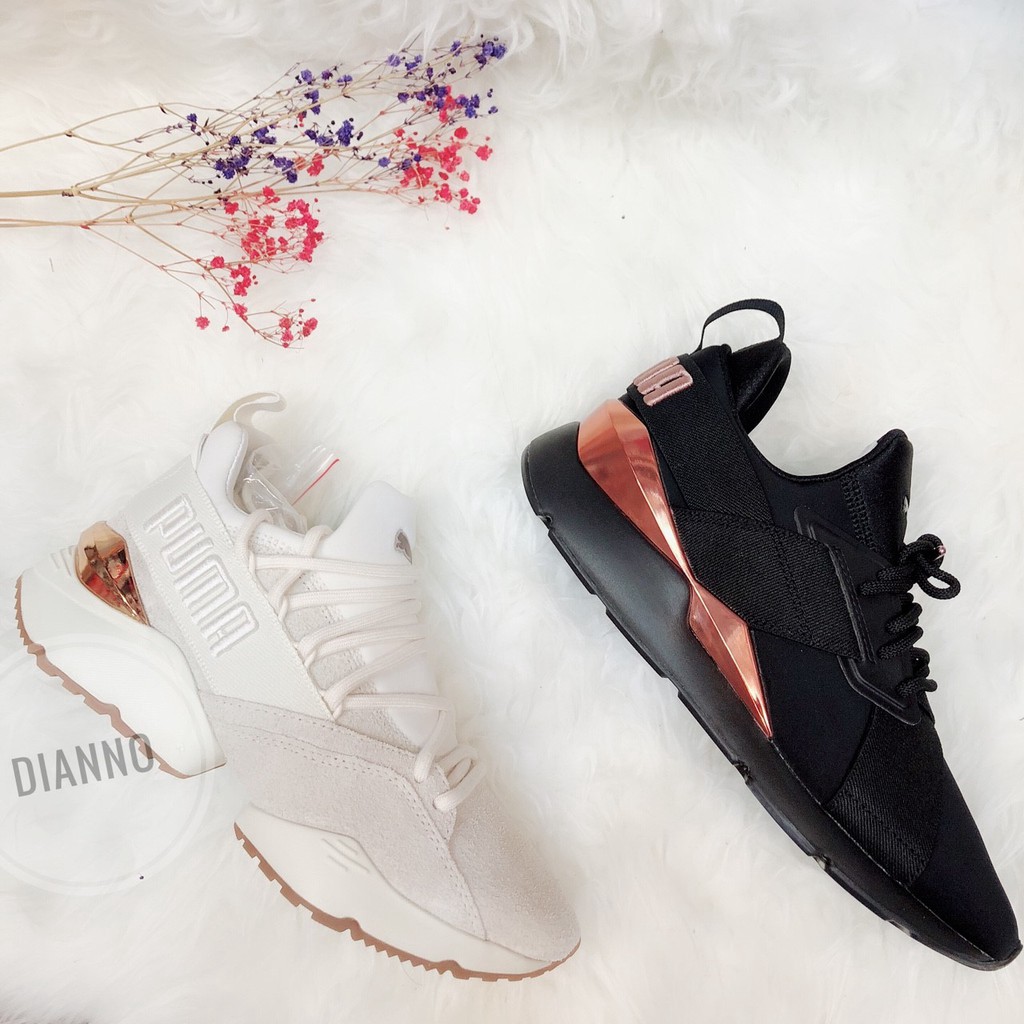 puma muse metallic black rose gold