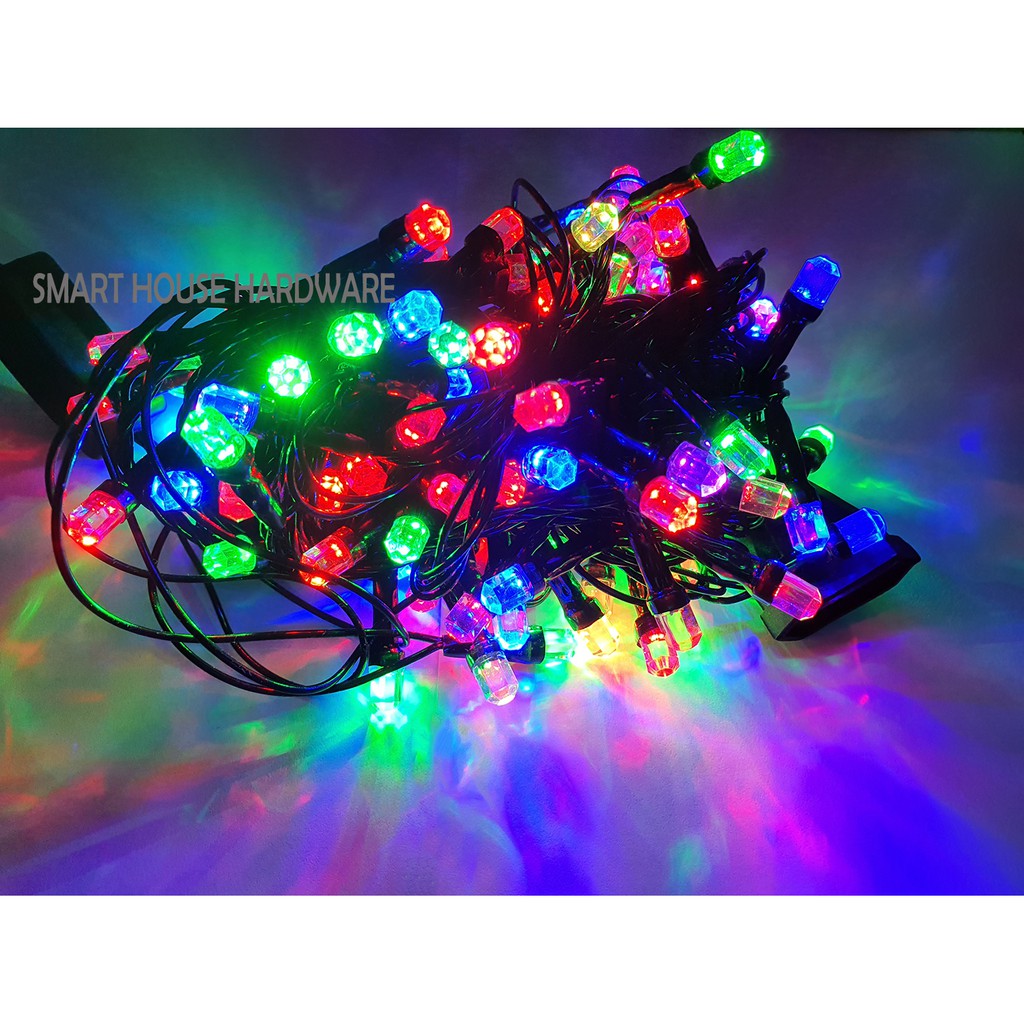 Hari Raya Decorations Multi Color 100l Led Diamond Christmas Light Lampu Kelip Kelip Lampu Raya Shopee Singapore