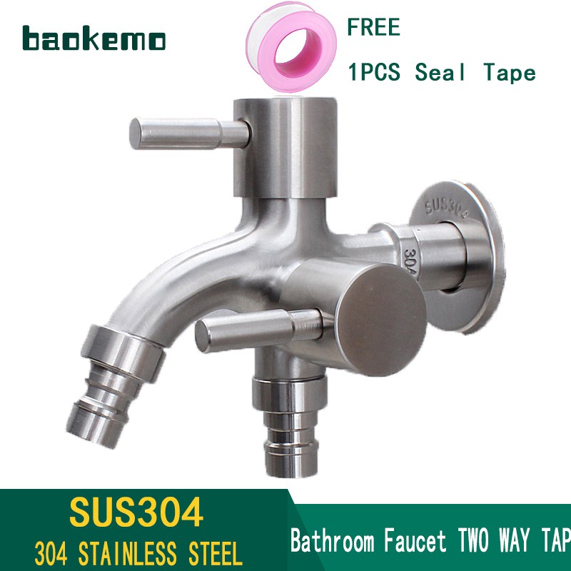 304 Stainless Steel Double Tap Multifunctional Stainless Steel Tap Two