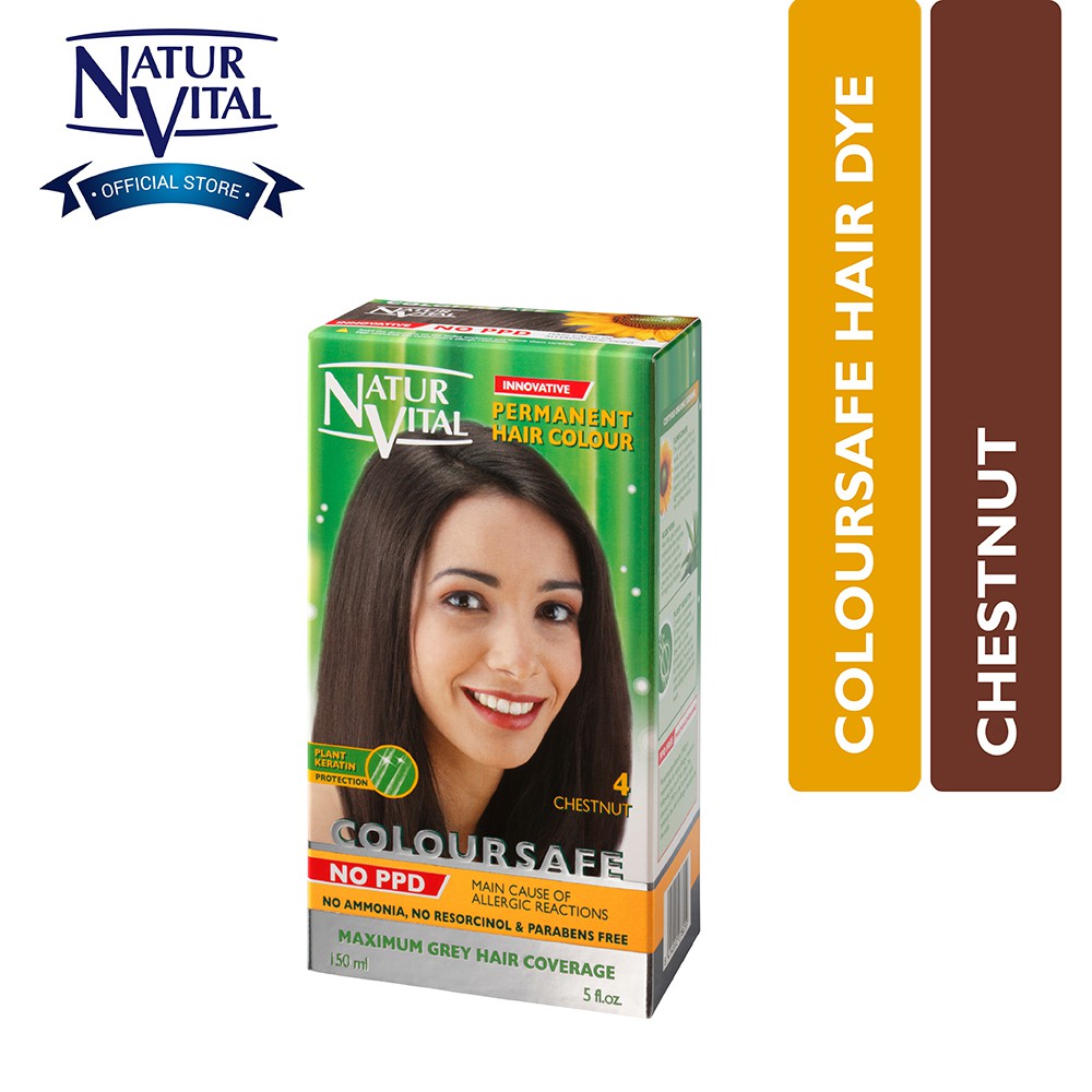 NaturVital Colour Safe Permanent Hair Dye- Chestnut ...