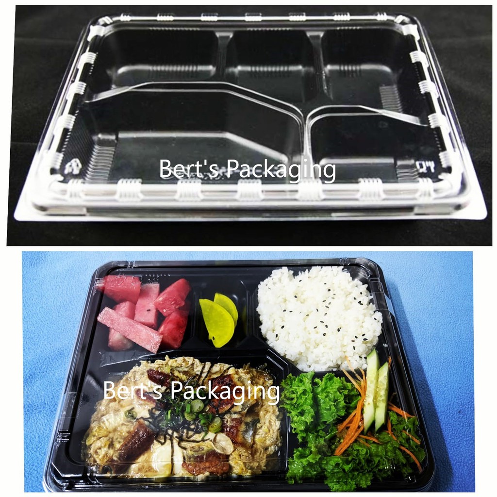 Large Bento Box 4-5 Cavity 50pc | 4-5 Compartment Disposable Lunch Box ...