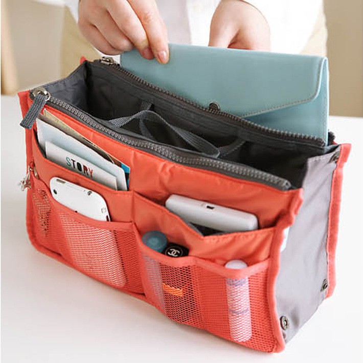 Multifunctional double zipper Storage Cosmetic Travel Bag Nylon