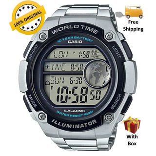 casio world time stainless steel