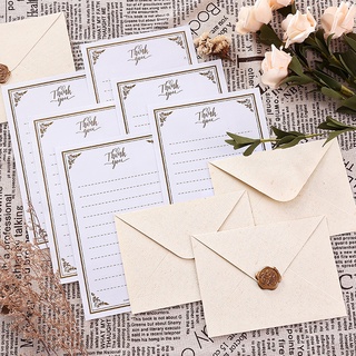 5 Pcs Retro Linen Texture Envelope Thickened Literary Envelopes Set #7