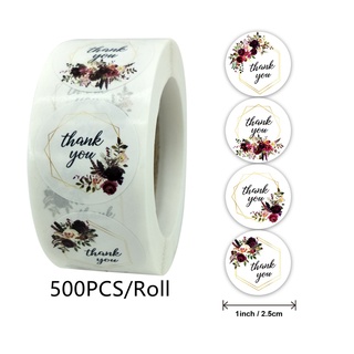500pcs/roll 1 Inch Round Floral Thank You Stickers Scrapbooking For Package Seal Labels Custom Sticker Decoration Wedding Sticker #2