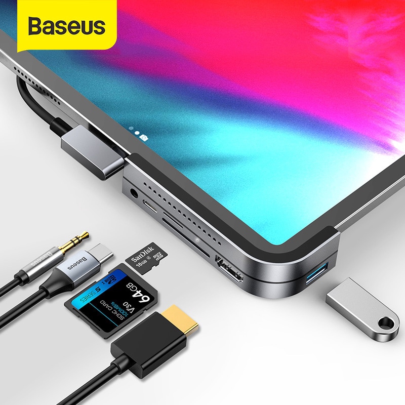 Baseus Usb C Hub To Usb 3 0 Hdmi Usb Hub For Ipad Pro Type C Hub For Macbook Pro Docking Station Multi 6 Usb Ports Type C Hub Shopee Singapore