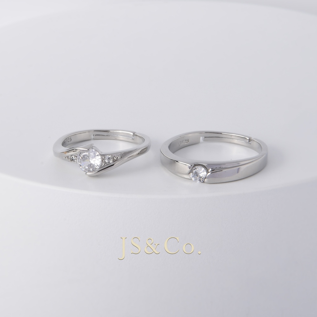 Image of JS&Co. Premium 18k Platinum Plated Couple Ring Set Promise Ring with Zircon Timeless Fashion Accessories Birthday Gift Cincin Couple #7