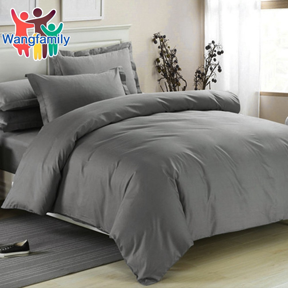 Plain Duvet Cover With Pillow Case Quilt Cover Bed Set Single