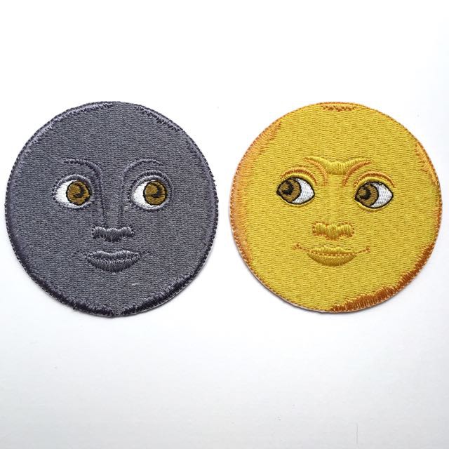 Moon And Sun Face Emoji Iron On Patch Shopee Singapore