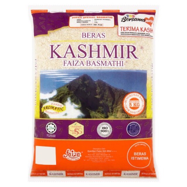 Kashmir Beras Faiza Basmathi Rice 10kg Shopee Singapore