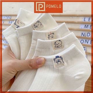 Image of White Bear Ankle Socks Women Short Cotton Spring Summer Cute Japanese Style
