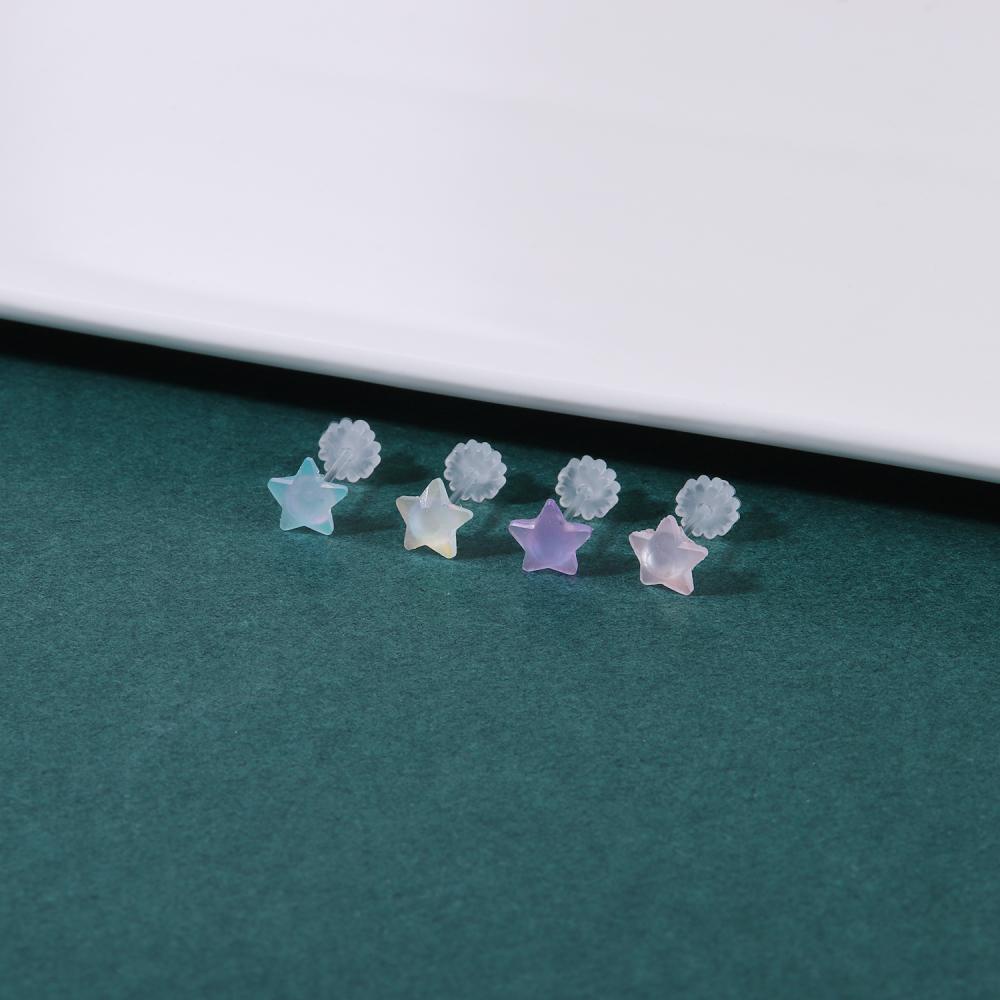 Image of 1 Pair 20G Cute Animals Shape Stud Earring Acrylic Heart Moon Invisible Resin Ear Studs Helix Conch Rock Piercings Jewelry #6