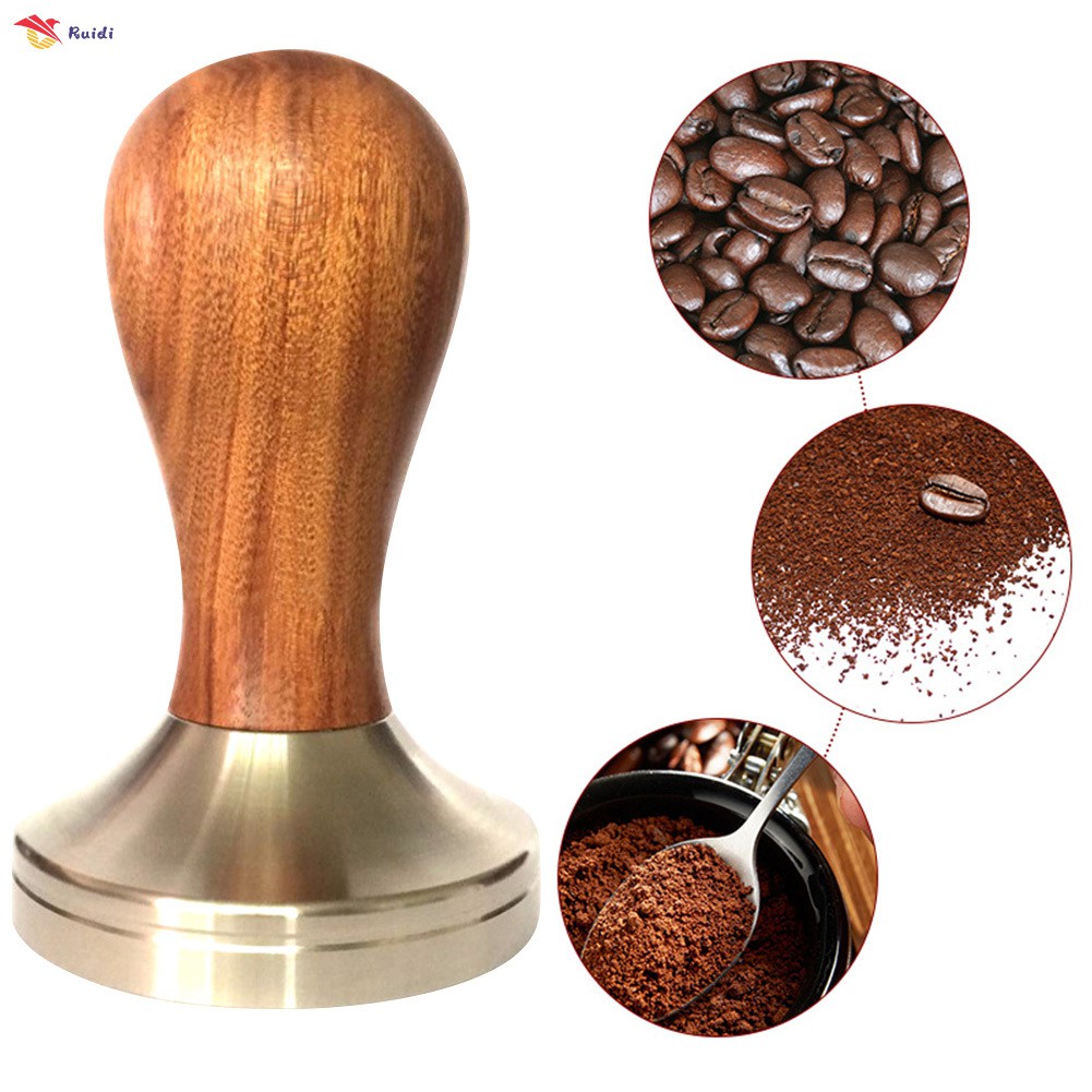 Abilieauty Wooden Espresso Coffee Tamper 51mm/58mm Stainless Steel Flat Base 