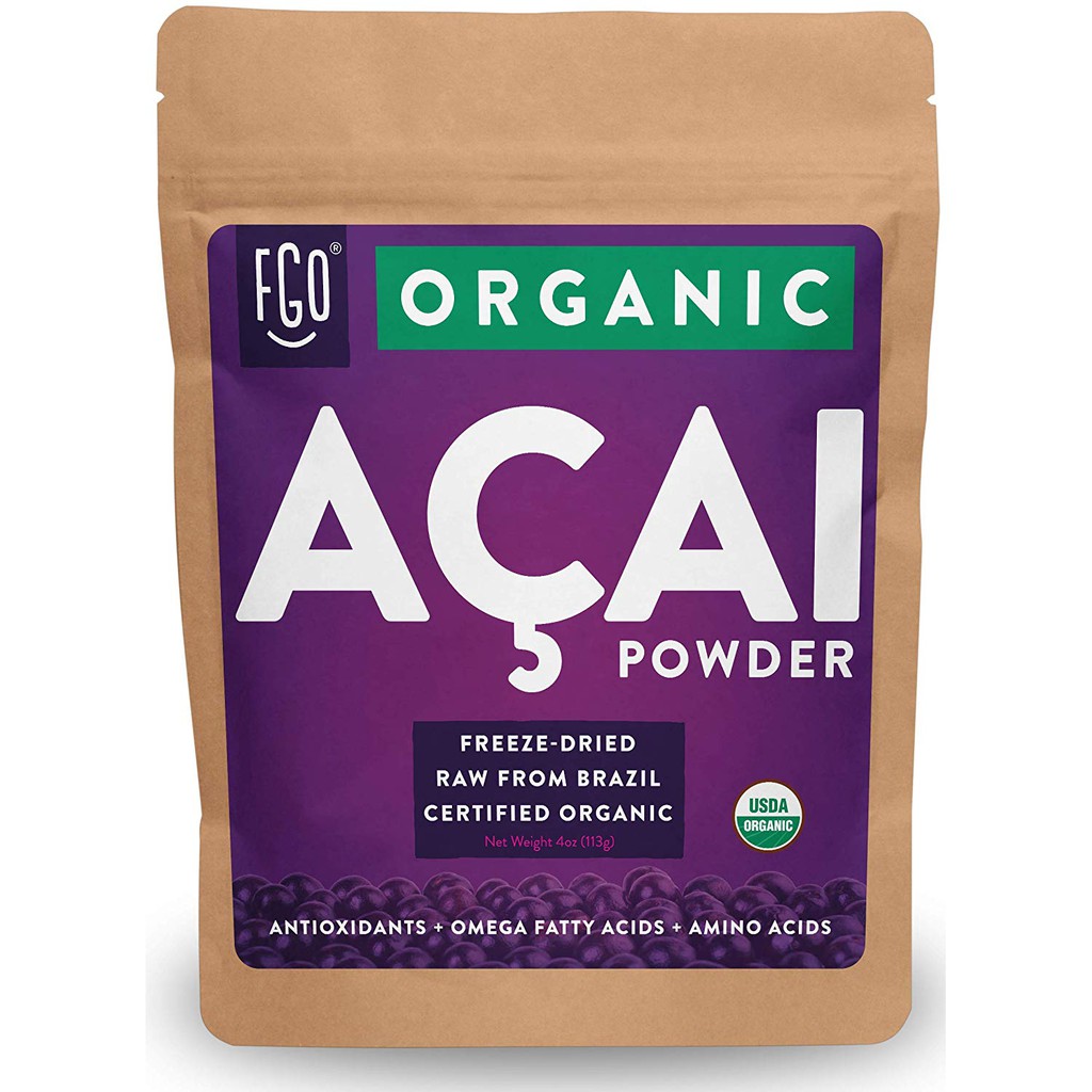 Organic ACAI Powder (Freeze-Dried) | 4oz Resealable Kraft Bag | 100% ...