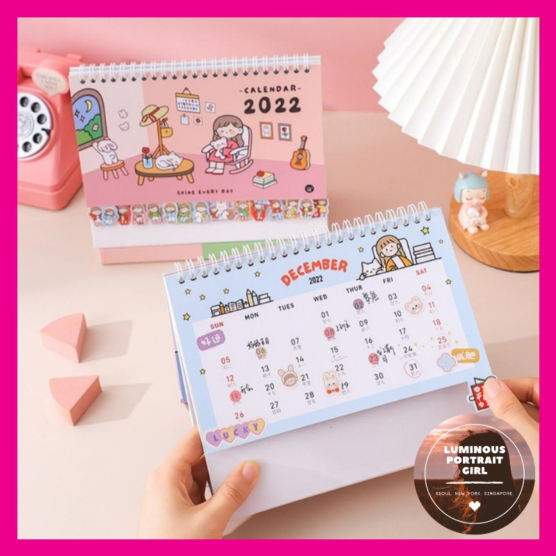 18 Month Calendar 2022 Calendar 2022) Big Sale! New Year Monthly Desktop Schedule Note Child Adult  Kids Girl Cartoon Cute Stationery Planner | Shopee Singapore