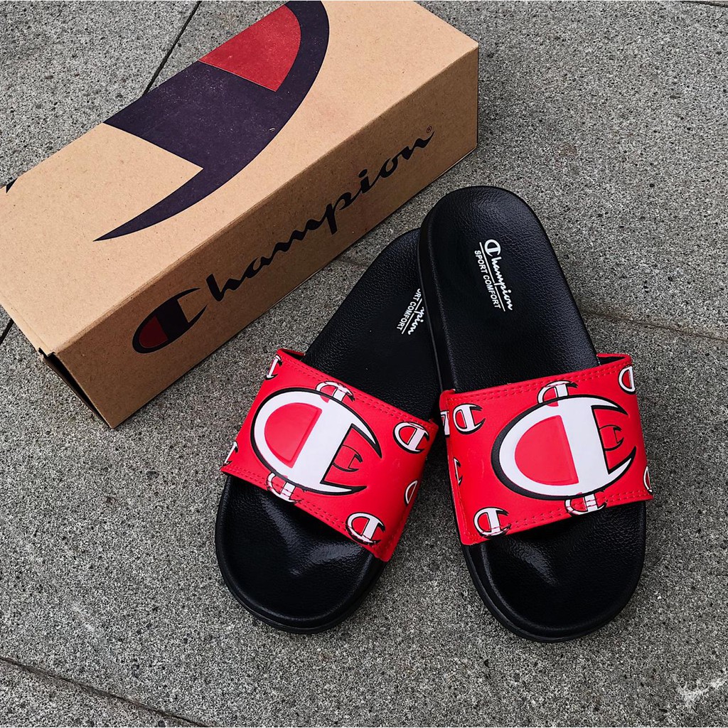 red champion flip flops