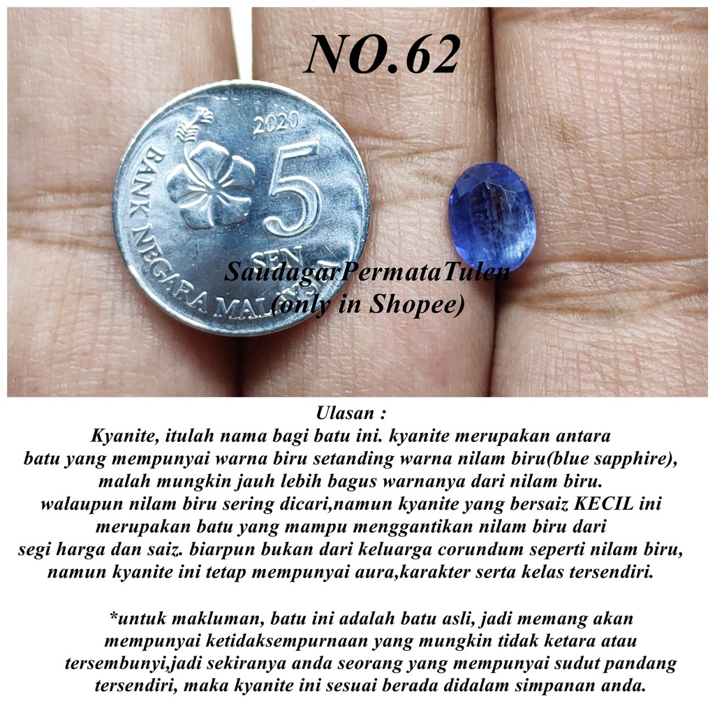 Batu Cincin 100 Asli Royal Blue Kyanite Good Replacement For Expensive Blue Sapphire Shopee Singapore