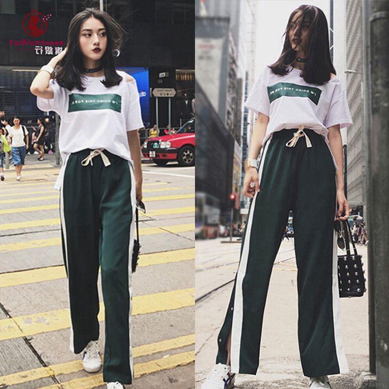 womens striped wide leg pants