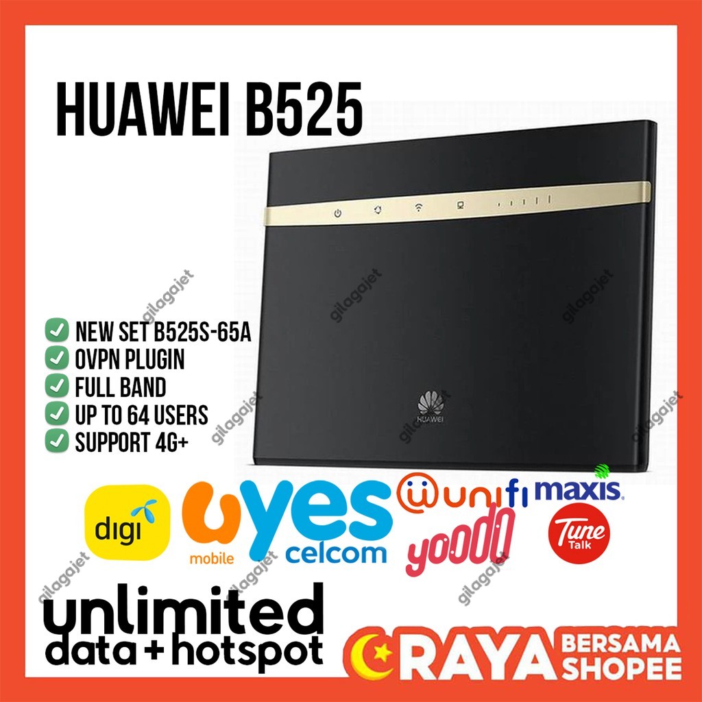 Huawei B525 B525s65a Modified Unlimited Hotspot Bypass Unlock Modem
