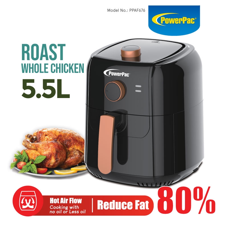 PowerPac Air Fryer 5.5L with Hot Air Flow System (PPAF656) Shopee Singapore