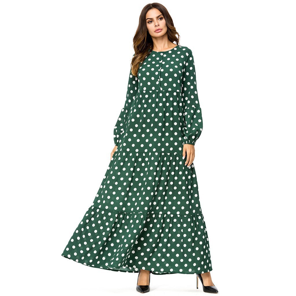 Muslim Robe Jubah Abaya Maxi Long Dress Wave Point Baju Muslim Robe Jubah Abaya Maxi Long Dress Wave Point Baju