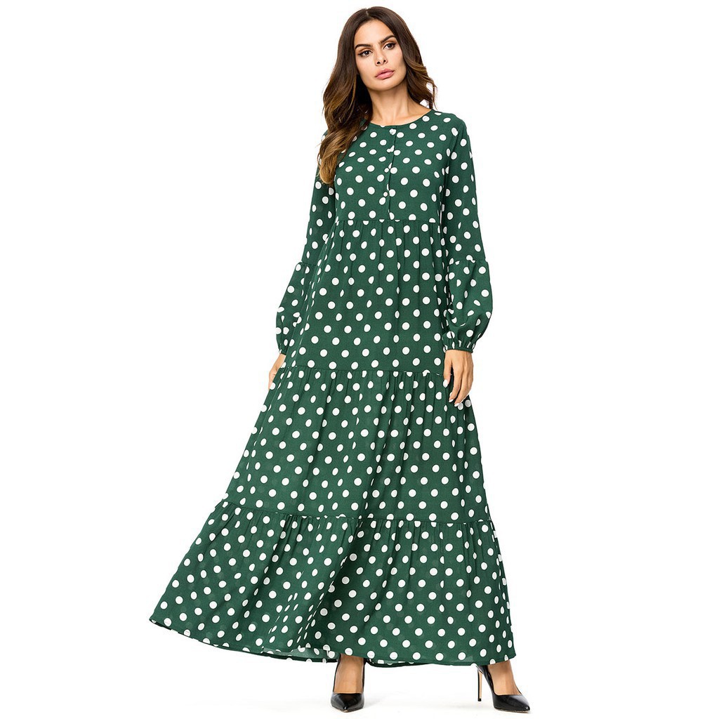 Muslim Robe Jubah Abaya Maxi  Long Dress  Wave Point Baju  