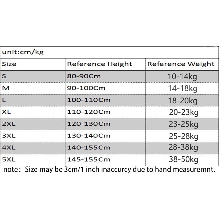 SAILBEE  Children's Parent-Child Split Long Sleeved Swimsuit Warm Sunscreen Snorkeling Suit E001 — size chart