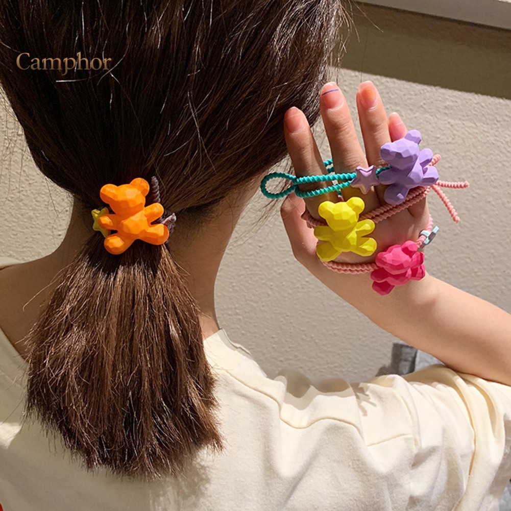 Matte Bear Elastic Girl Ponytail Holder Hair Tie Rope Ring