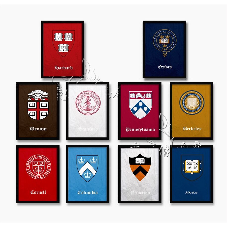 World Famous School Logo Poster And Print Study Abroad Canvas Painting ...