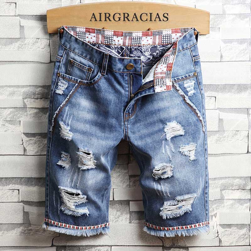 Boutique Clothing Jeans Shorts Mens Ripped Hole Brand Clothing Cotton Sell Well Breathable Men Fashion Bermuda Homme Fashion All Match Style Shopee Singapore