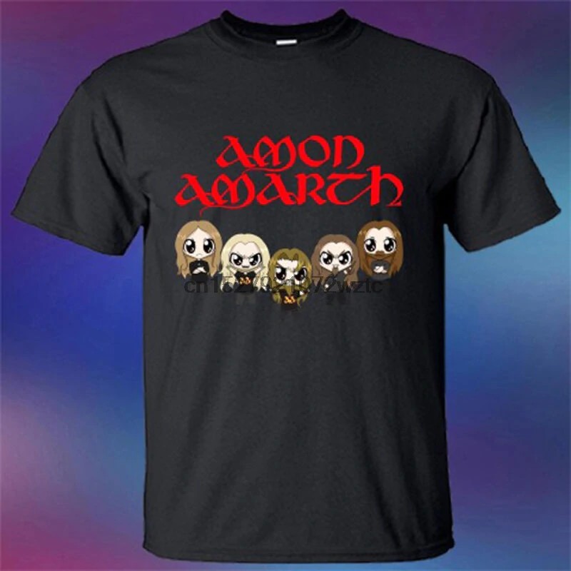 New Amon Amarth Death Metal Band Cartoon Logo Men S Black T Shirt Shopee Singapore