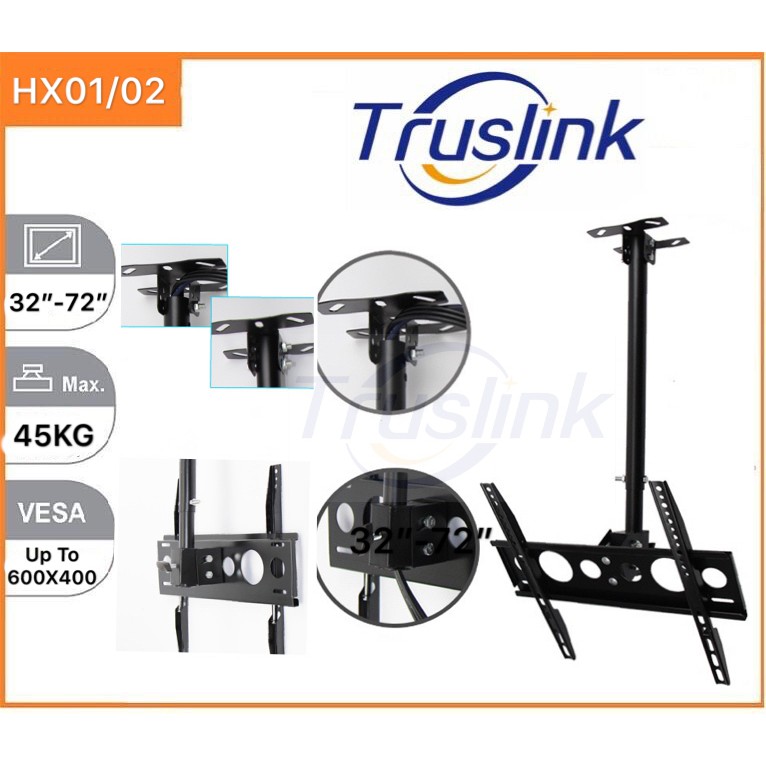 Adjustable Ceiling Tv Mount 15 Tilt 360 Rotating Bracket Plasma Monitor Flat Tv