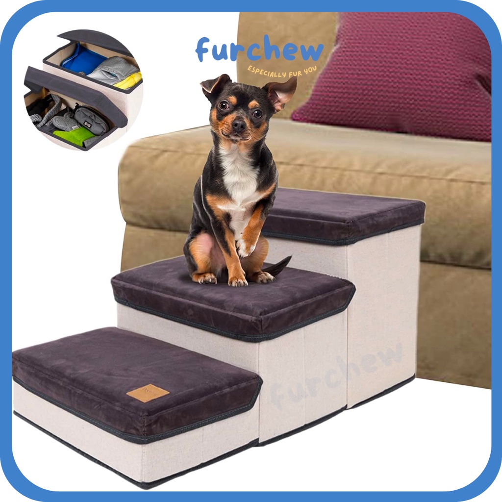 [SG] 3 Steps Pet Stairs with Storage Foldable Ramp Up Stairs for Easy